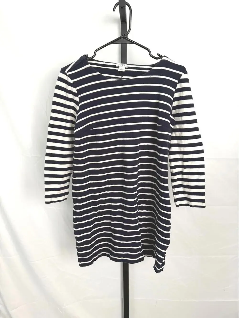 J.Crew Women's Navy and White Striped Long Sleeve Top Size Small